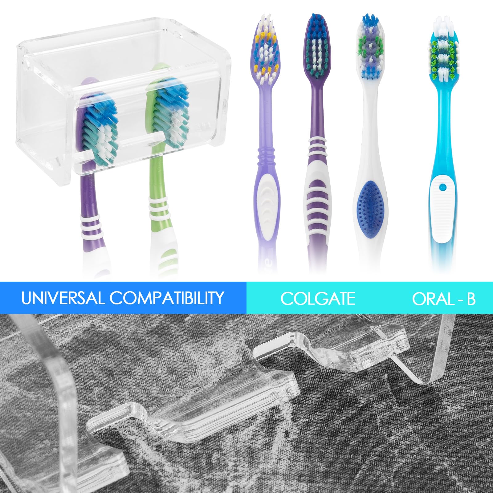 Toothbrush Holder Wall Mounted With Cover For Bathroom, 5...