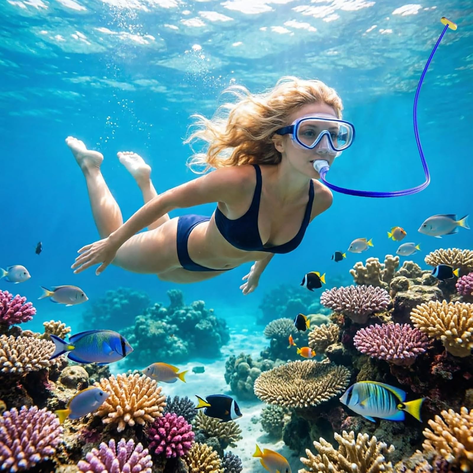 Tubo De Respiración De Snorkel Completamente Seco, Snorkel Extendido Cómodo | Con Cabezal Flotante, Ligero y Portátil, para Entrenamiento de Snorkel