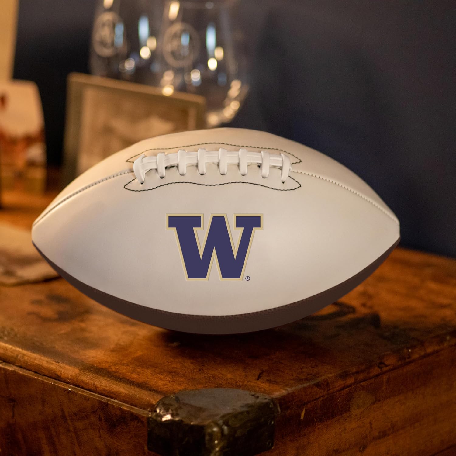 Logo Brands NCAA Official Size Autograph Football -Smooth White Panel for Nil Signatures, Display, or Nil Collecting NCAA Fan Memorabilia