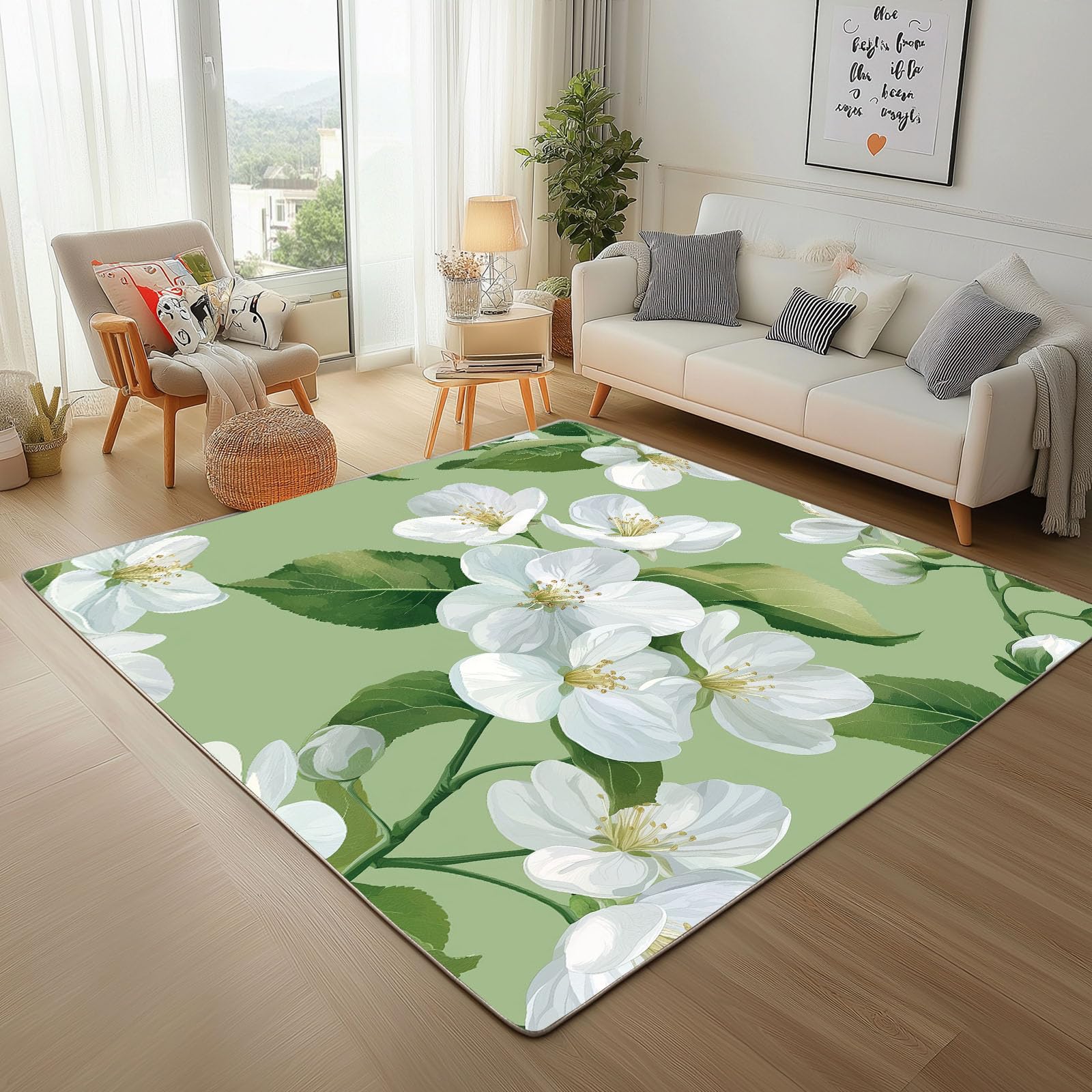 Tapis salon lavable moderne pour une chambre adulte esprit nature