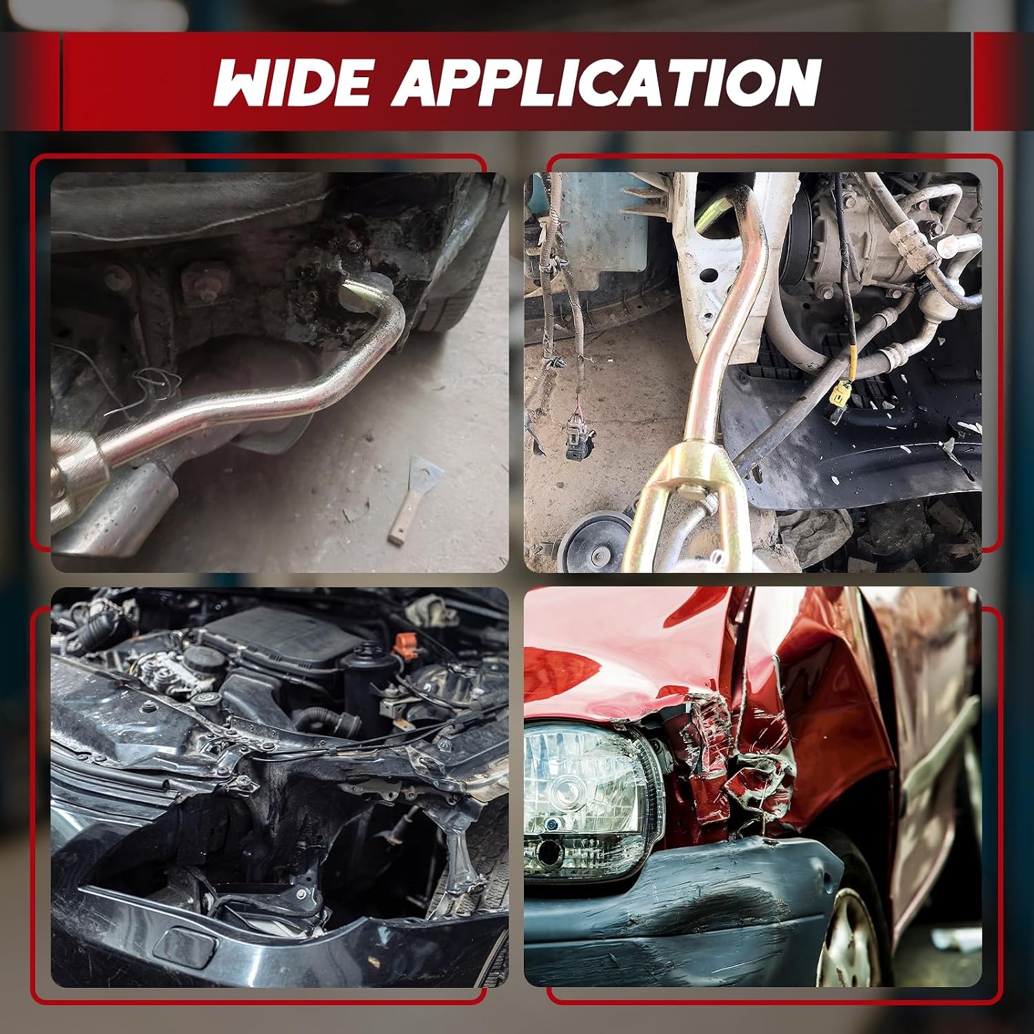Auto Body Frame Hook Collision Pulling Clamps 2 Pack | Dent Repair Flat Nose Sheet Metal Hook with Swivel Head, Auto Body Pulling Clamp Car Frame Puller