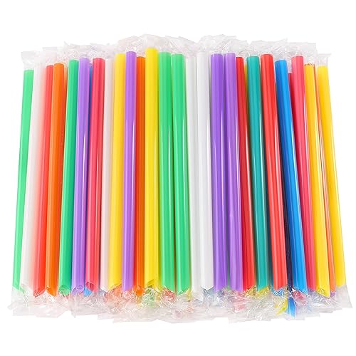 300 Pcs Smoothie Boba Individually Wrapped Straws, Jumbo Large Plastic