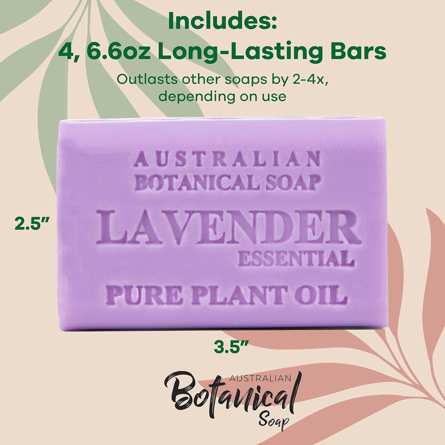 Australian Botanical Soap Lavender with Essential Oil 6.6 oz Luxury Soap Bars Enriched with Shea Butter, Pack of 4, Packaging May Vary - Image 4
