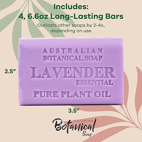 Miniatura 4 de Australian Botanical Soap, Barras de jabón de lavanda con aceite esencial de 6.6 onzas (6.60 oz)  Jabones en barra de ingredientes naturales  Todo