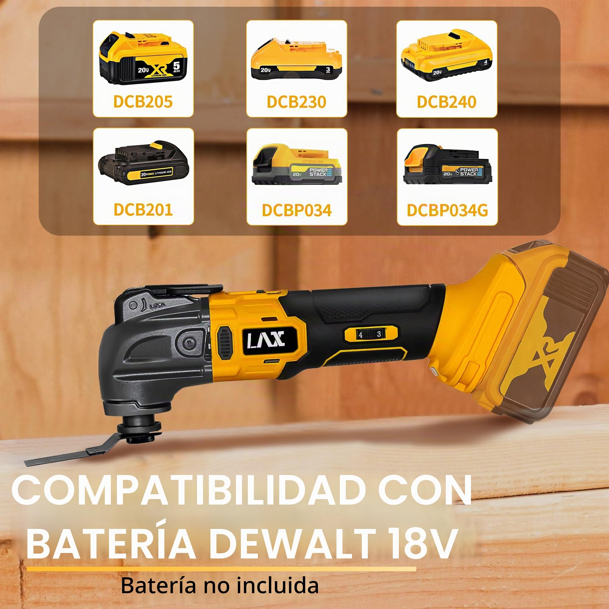 Multiherramientas oscilantes para batería Dewalt de 18 V, herramienta multiusos de corte y lijado, ángulo de oscilación de 4°, 6 velocidades variables, diseño de hoja de ajuste rápido con 21