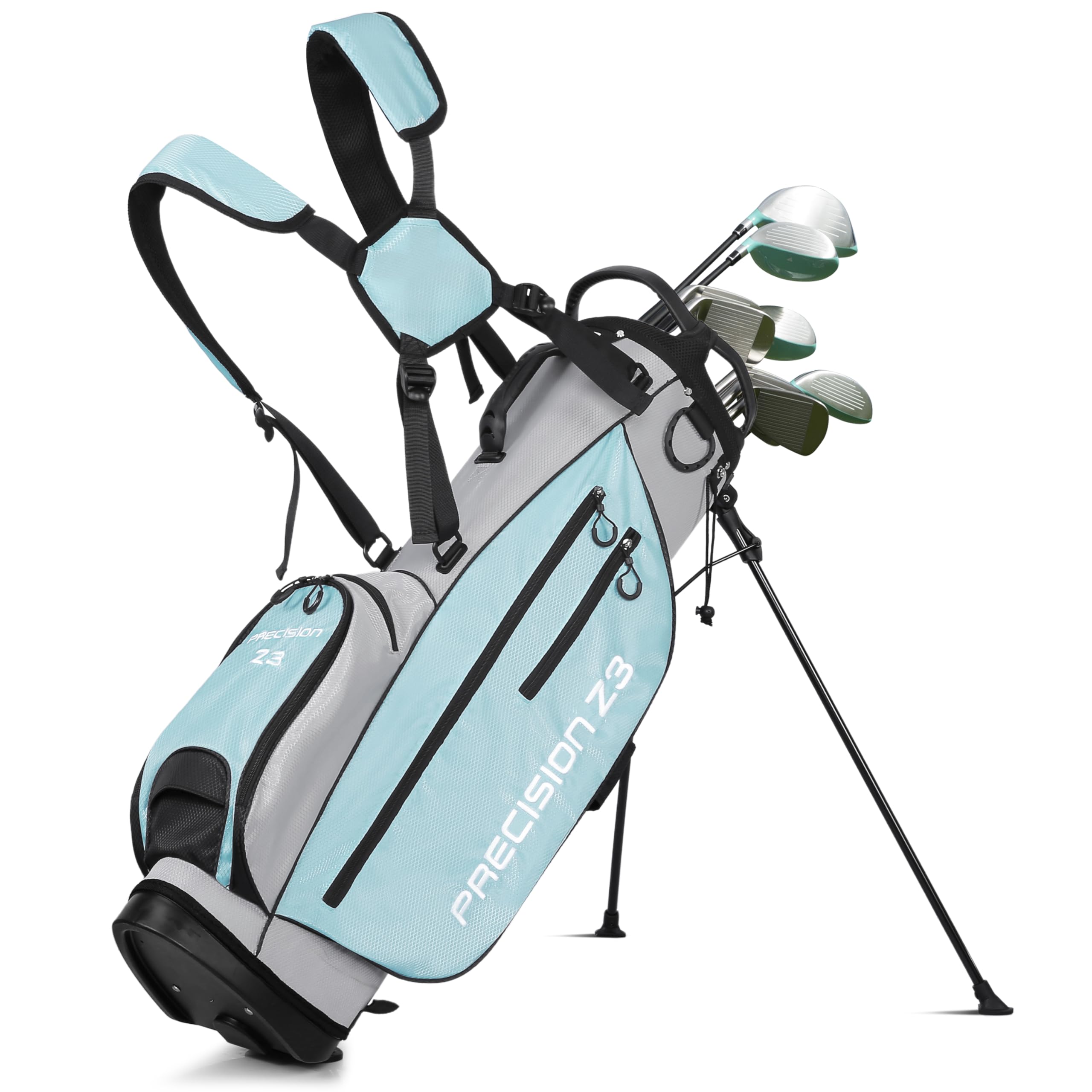 PGM Ensemble de clubs de golf pour femme avec 12 clubs – 4 bois (#1, 3, 5, 4H), 7 fers (#5, 6, 7, 8, 9, PW, SW) et 1 putter – Sac de support de golf
