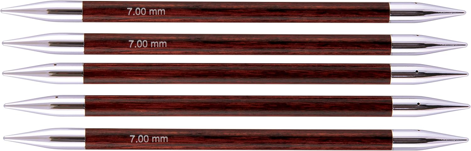 KnitPro Royale: Knitting Pins: Sets of 6: Double Ended: 20cm x 6.00mm, Birchwood, Brass, Multi-Colour, 6mm