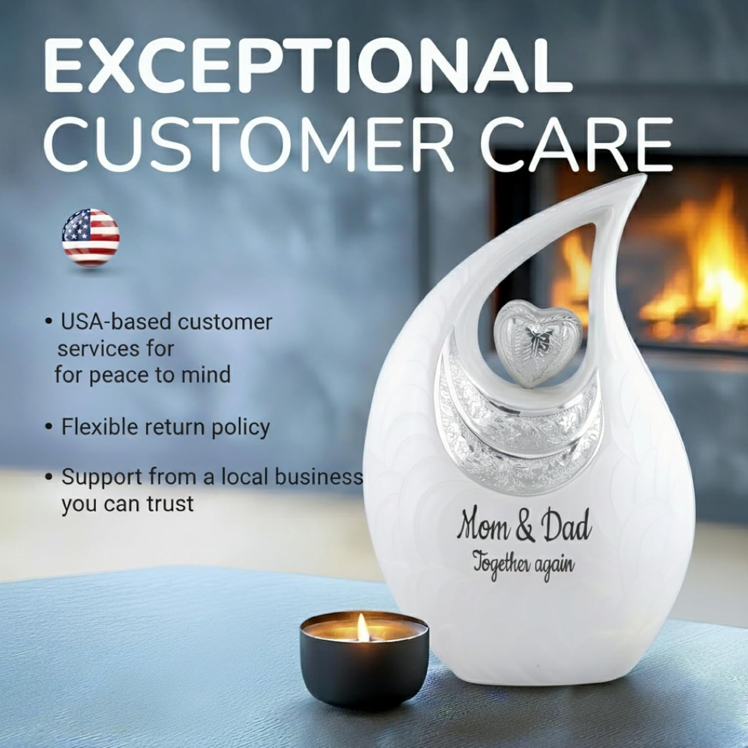 Double Adult Urn - XXL urns for Forever Together Compani urns for 2 Adults - Teardrop Cremation Keepsake for Human Ash of Adult Man and Female - Double Capacity - Includes Velvet Bag, 440 Cu Inch