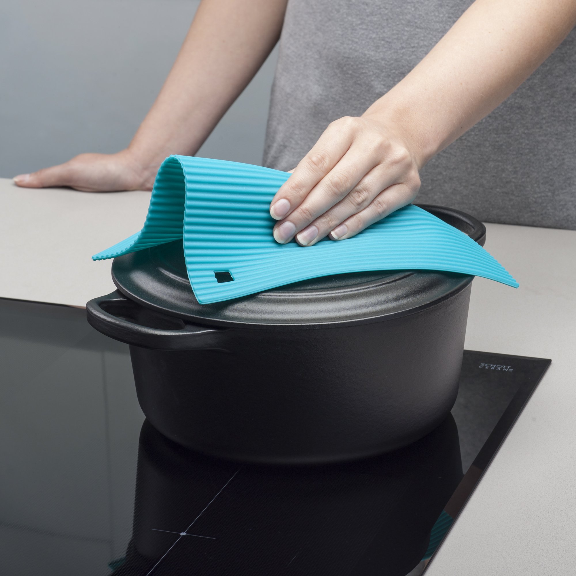 Zeal silikonowa odporna na wysoką temperaturę antypoślizgowa Trivet, Aqua Blue, 22 cm