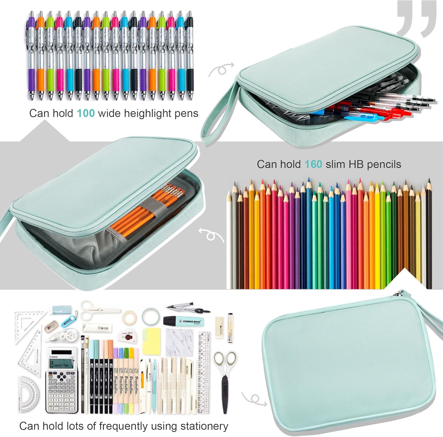 Zannaki Big Capacity Storage Pouch Marker Pen Pencil Case Simple Stationery Bag Box Art Tool & Sketch Storage Boxes for Bullet Journal Middle High School Office College Student Girl Women Adult Teen - Image 2