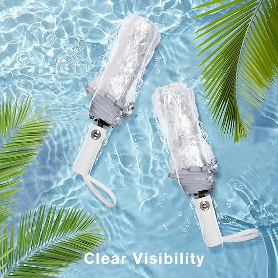 G4Free Small Clear Umbrella for Rain, 42 Inch Women and Men Use, Weddings, Proms, and Special Events, Auto Open & Close, One person Umbrella