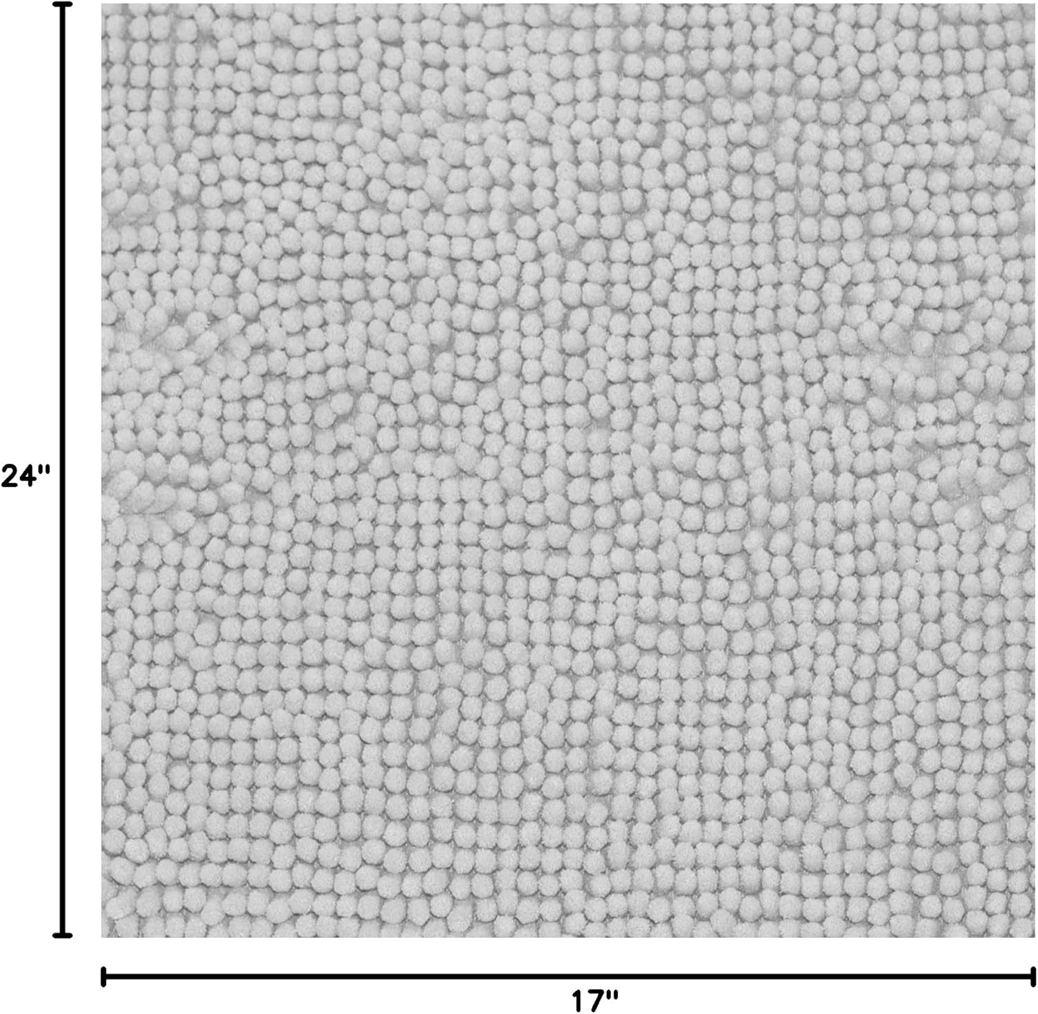 Creative Home Ideas Resort Collection Plush Chenille Bathroom Rugs 2 Piece Set – Non-Slip Backing and Machine Washable, Light Gray - (2) 17 x 24 Inches Bath Mats