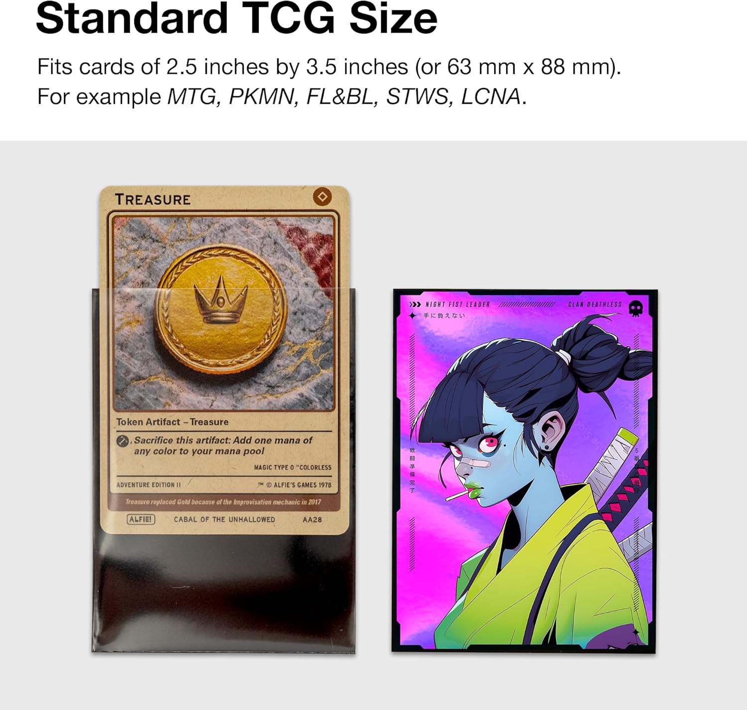 MTG Card Sleeves 105PCS | Anime & Manga Style | Zombie Clan | Foil Finish + Clear Front | 66x92mm – Standard Magic Size