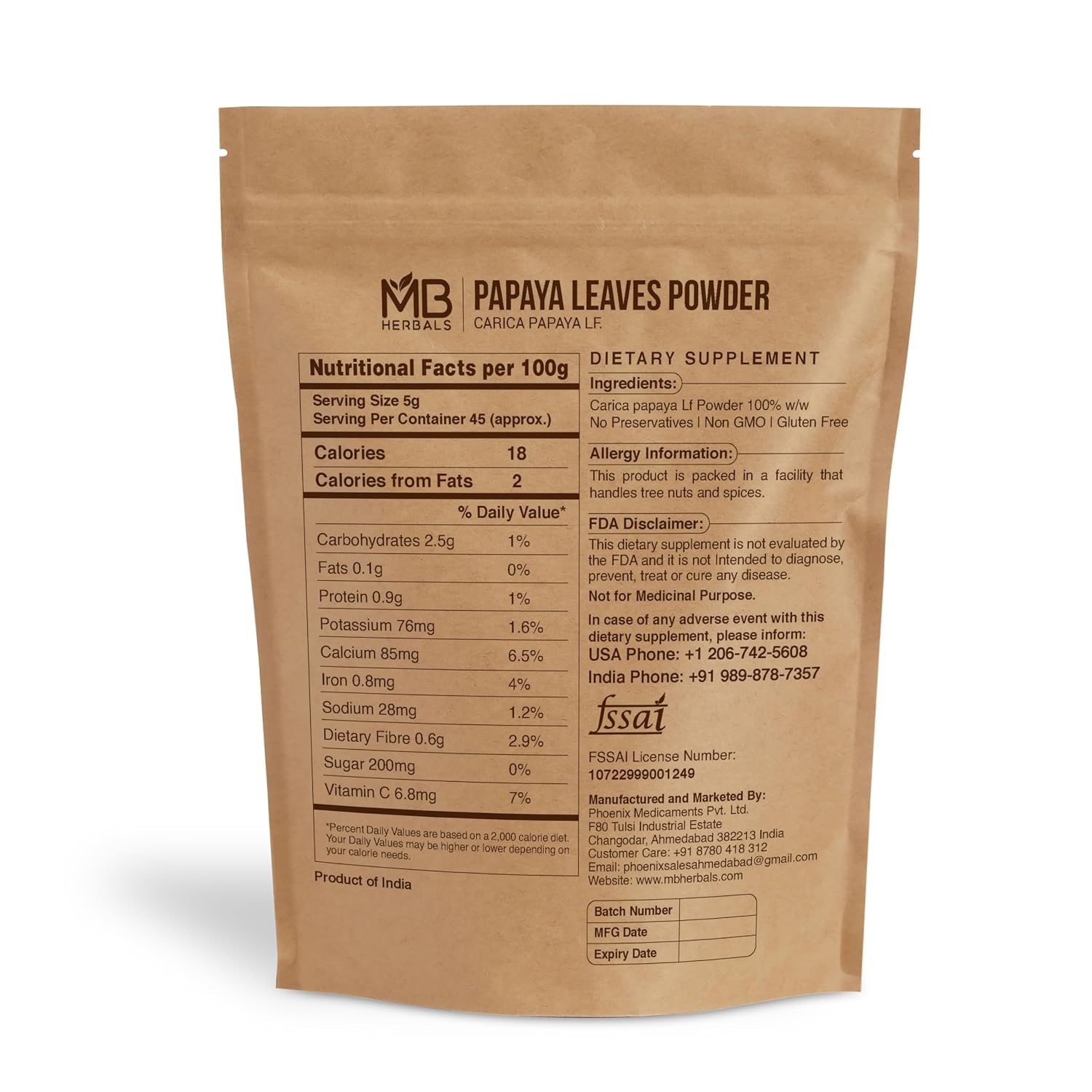 MB Herbals Papaya Leaf Powder 8 oz (0.5 lb | for Papaya Leaf Tea and Supplement | Carica Papaya | Papaya Leaves Powder Hair & Skin Care | No Preservatives - Image 2