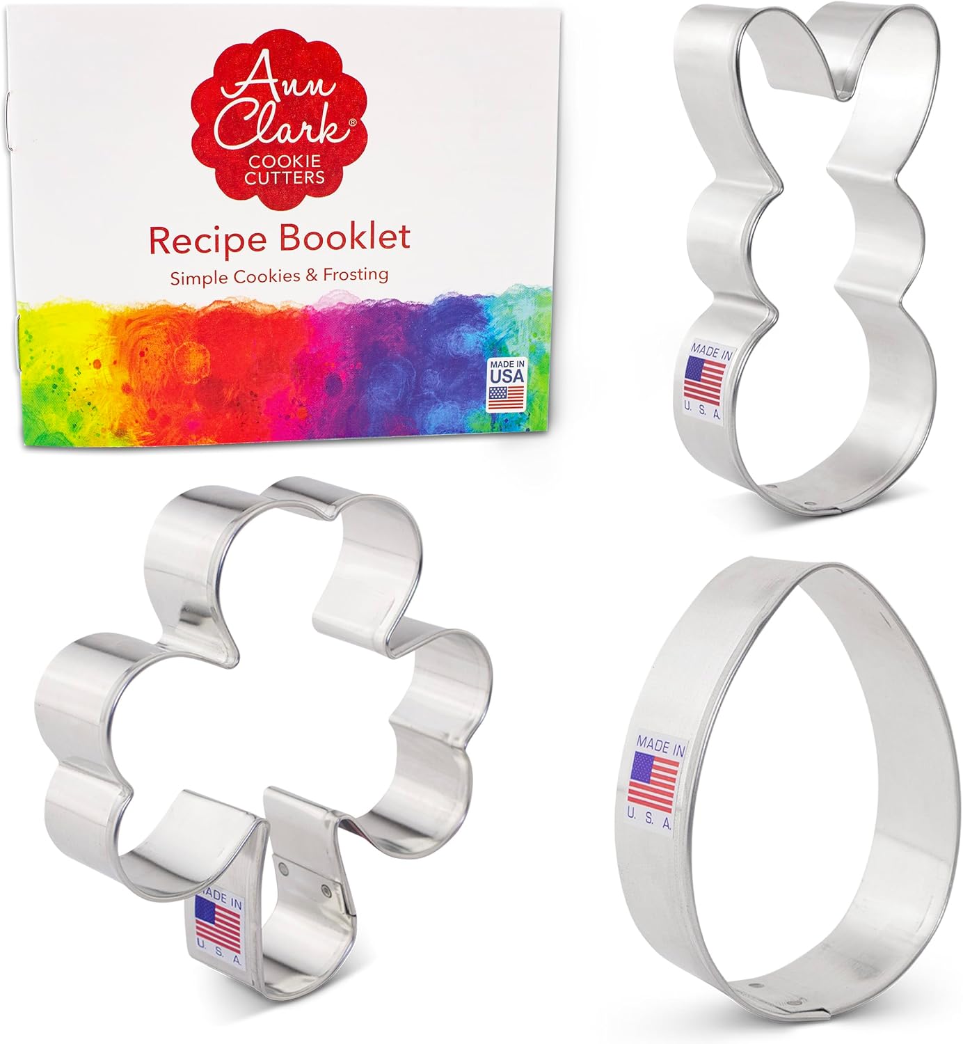 Ann Clark Easter and Shamrock Cookie Cutter Set of 3, Made in USA image 5