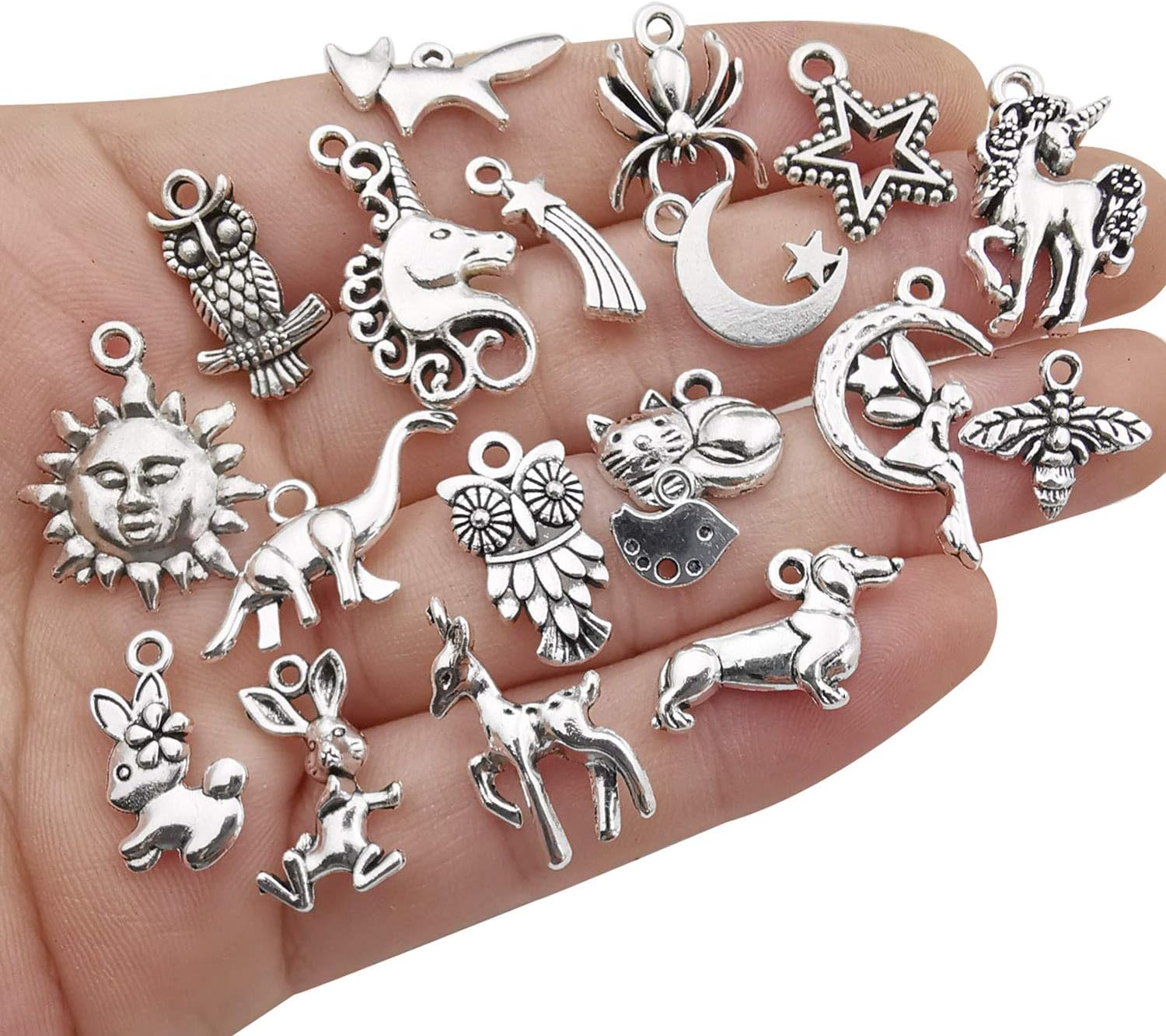 YoudiylaUK Wholesale 100pcs Mixed Animal Pendants Charms for Jewellery Making Crafting Tibetan Silver Bulk DIY for Necklace Bracelet Handmade WM289 - Image 3