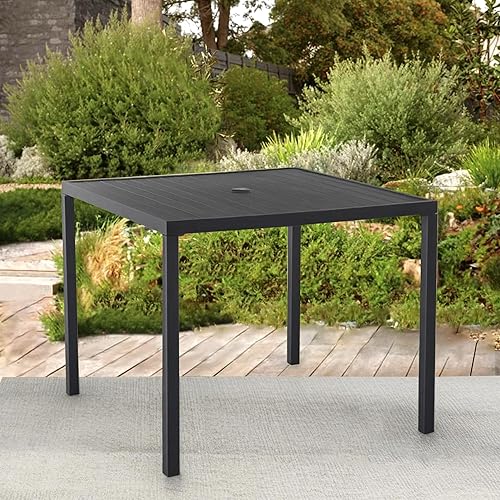 Square Outdoor Dining Table for 4, Metal Patio Dining Table