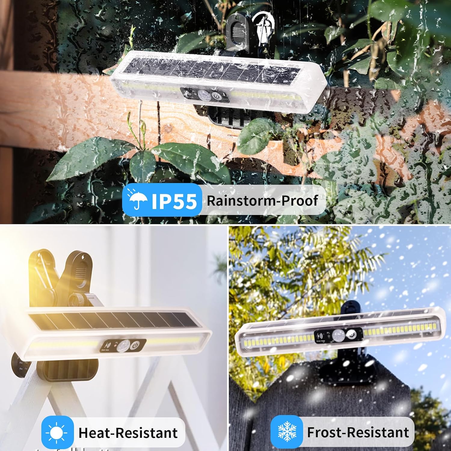 Clip On Solar Motion Lights Outdoor Waterproof, 2 Pack Motion Sensor Outdoor Lights with 36 LEDs, 6000K, Portable Solar Powered Security Light for Fence Garage Camping(White)