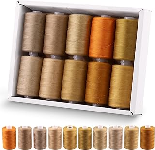 10 Stück 1000m Braun Farben Polyester Nähfäden Set Polyester Stickgarn Maschine Faden Hand Nähfaden Sortiment für Nähen, Sticken, Handnähen