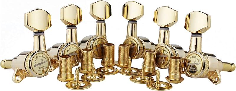 Guitar Locking Tuners (3L + 3R Handed) - 1:18 Lock String Tuning Key Pegs Machine Head with Hexagonal Handle Replacement for ST TL SG LP Style Electric, Folk or Acoustic Guitars - Golden