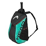 HEAD Tour Team Tennis Backpack 2 Racquet Carrying Bag w/Padded Shoulder Straps & Shoe Compartment - Black/Teal, One Size