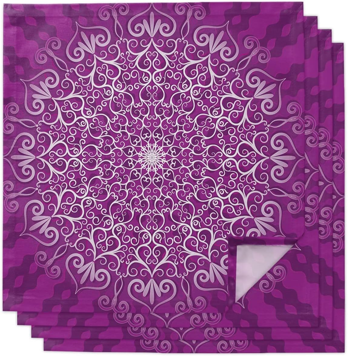 Purple Round Flowers Table Napkin Cloth Set Napkin for Party Wedding Table Cloth Kitchen Dinner Napkins (Color : 6pcs, Size : 50x50cm) (4pcs 50x50cm)