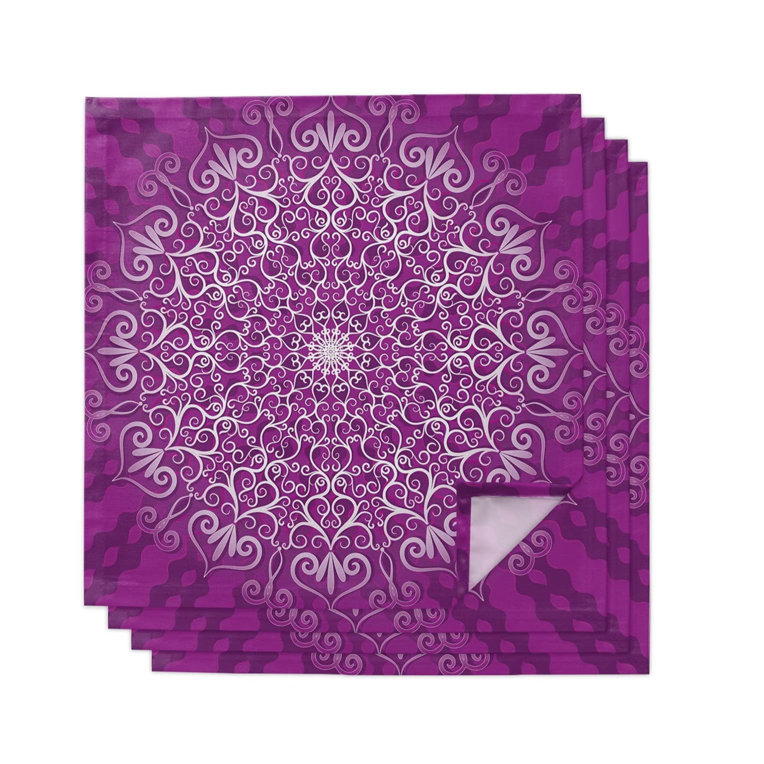 MOBYGKFY Round Flowers Table Napkin Cloth Set for Party Wedding Kitchen Dinner Napkins