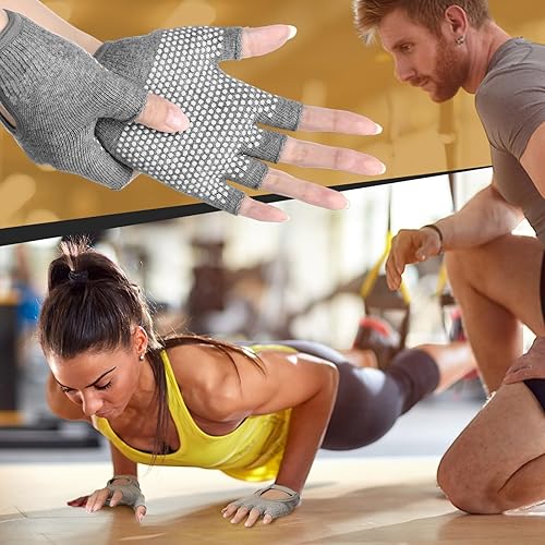 Miniatura 3 de 3 pares de guantes de yoga de silicona para mujer, guantes de pilates antideslizantes sin dedos para gimnasio, ejercicio, entrenamiento,