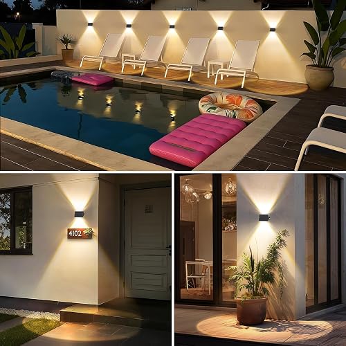 Delaiglow Lumière Solaire Extérieure Haut et Bas Lot de 6 LED Applique Murale Exterieur Blanc Chaud Éclairage Puissant 1000mAh Lampe Étanche IP67 pour Maison Jardin Terrasse - 7