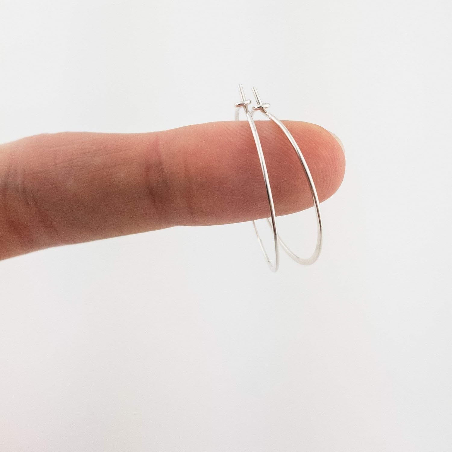 1 Inch Thin Sterling Silver Handmade Lightly Hammered Hoop Earrings 20 gauge (.8mm wire) - Image 4