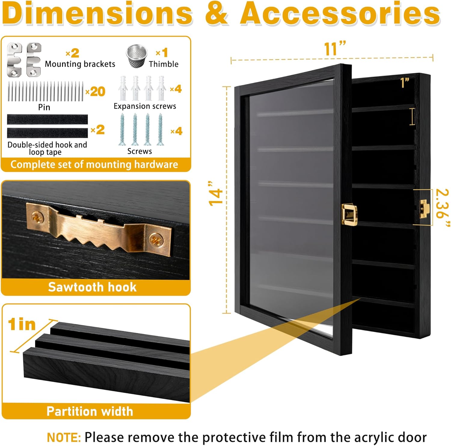 Military Challenge Coin Display Case with Acrylic Door-5 Rows Large Shadow Box Medal Display Case Cabinet Rack (Holds 5 Rows of Coins)