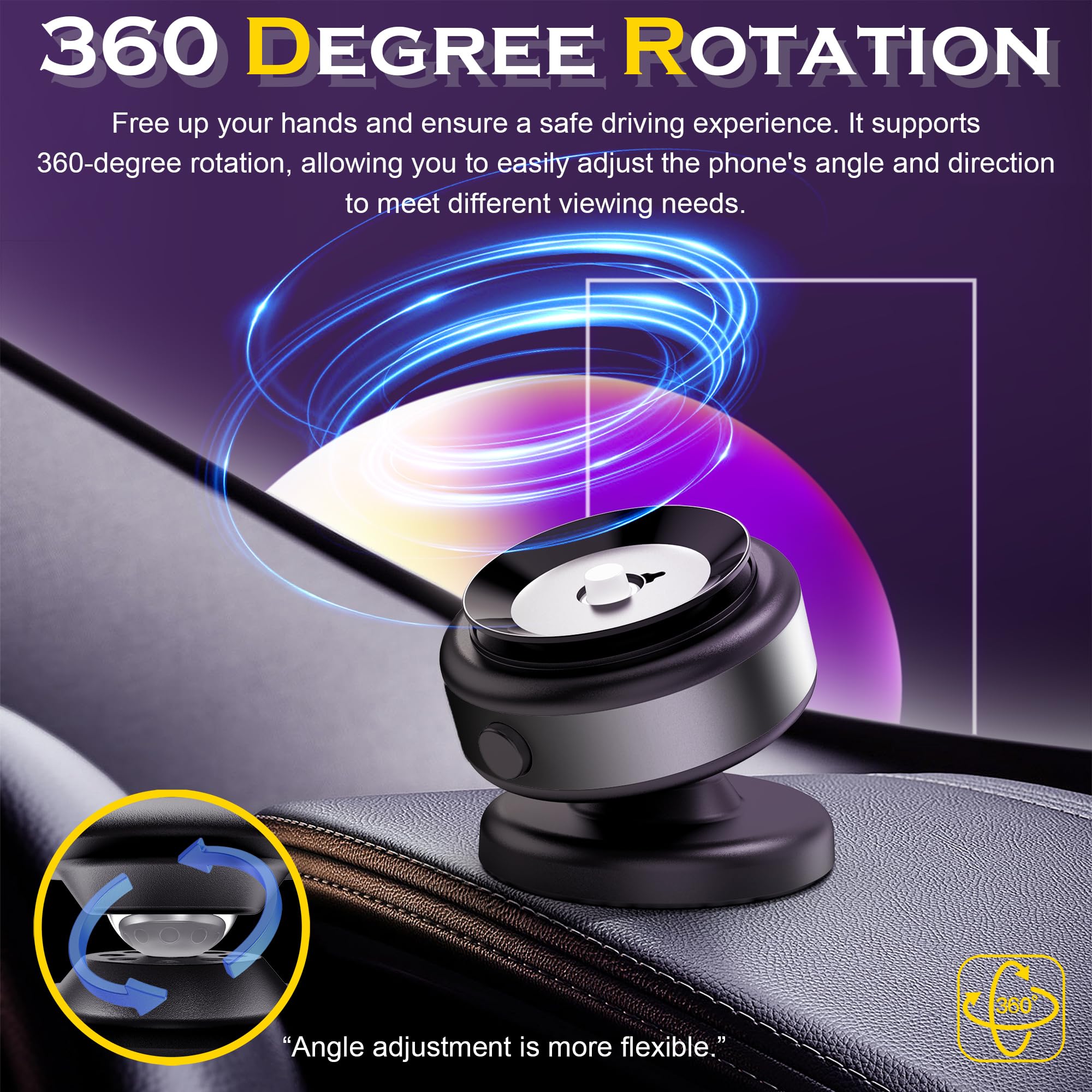 Magnetische Telefoonhouder Met Vacuümzuignap – 360° Draaibaar, N52 Magneet, Voor IPhone En Android, Met Metalen Ring