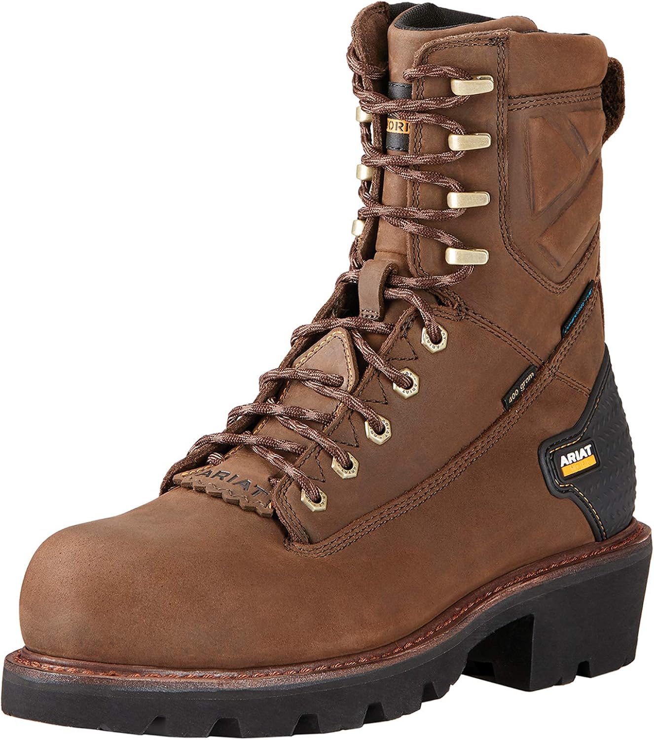 Ariat Mens Powerline 8" Waterproof Work Boot Oiled Dark Brown 7.5