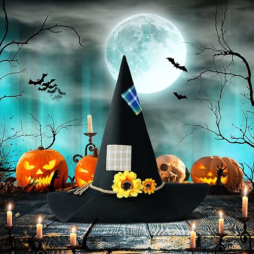Miniatura 6 de Zhanmai Sombrero de espantapájaros de fieltro de espantapájaros, accesorio de disfraz de espantapájaros, accesorio para disfraz de Halloween, fiesta