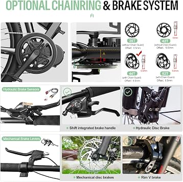 BAFANG Mid Drive Kit - BBS02B BBS-HD 500W 750W 1000W Programmable Ebike Kit | Waterproof Ebike Conversion Kit for 68-120MM Mountain Bike Road Bike with Ebike Display & Battery (Optional)