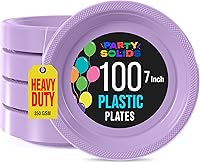 Vista 39 de Exquisitos platos de plástico morado Party Solids para fiesta, platos desechables morados de 7 pulgadas, suministros resistentes, 100 piezas