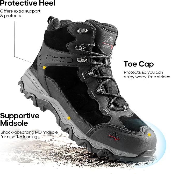 NORTIV 8 Men's Waterproof Hiking Boots Outdoor Mid Trekking Lightweight Mountaineering Shoes Paladin
