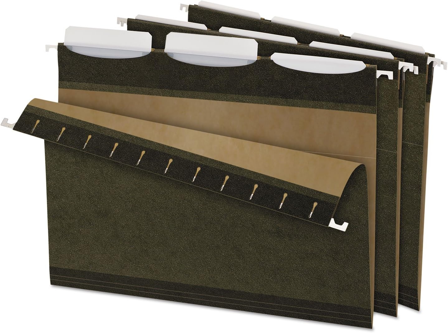Pendaflex Ready-Tab Reinforced Hanging File Folders, Letter Size, Standard Green, 3 Tab 25/BX (42620)