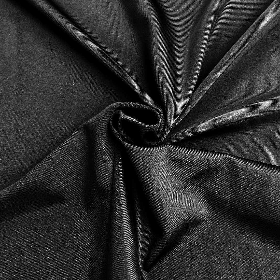 Stylish FABRIC Sportswear Solid Color Nylon Spandex 58/60" Inch Matte Tricot Knit Fabric/4-Way Stretch Fabric/210GSM/DIY Projects, Black 1 Yard