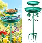 Daoeny Bain d'oiseaux en métal pour l'extérieur, 42In Bains d'oiseau double vintage & Oiseaux, Baignoires d'oiseaux Bol de nourrice pour l'extérieur Jardin Patio Yard Tabouret Décor, mis à jour 5-Pronged Base (ancien bronze)