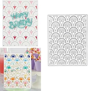Rectangle Fan-Shaped Metal Die Cuts,Stitched Fanfare Fan-Shaped Background Frame Cutting Dies Stencils DIY Crafts Cards Cuts for DIY Embossing Card Making Photo Decorative Paper Dies Scrapbooking