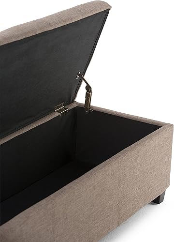 Miniatura 55 de Otomana rectangular de almacenamiento de cuero sintético Simpli Home Avalon., Madera, Gris pizarra Pizarra gris,Crema Satinado,Tanners Marrón,Negro