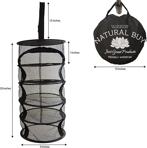 Miniatura 5 de Rejilla de secado micro colgante de 9 pulgadas y 5 niveles para interiorarmario, para hierbas, plantas, organizador, ambientador, pantalla negra con