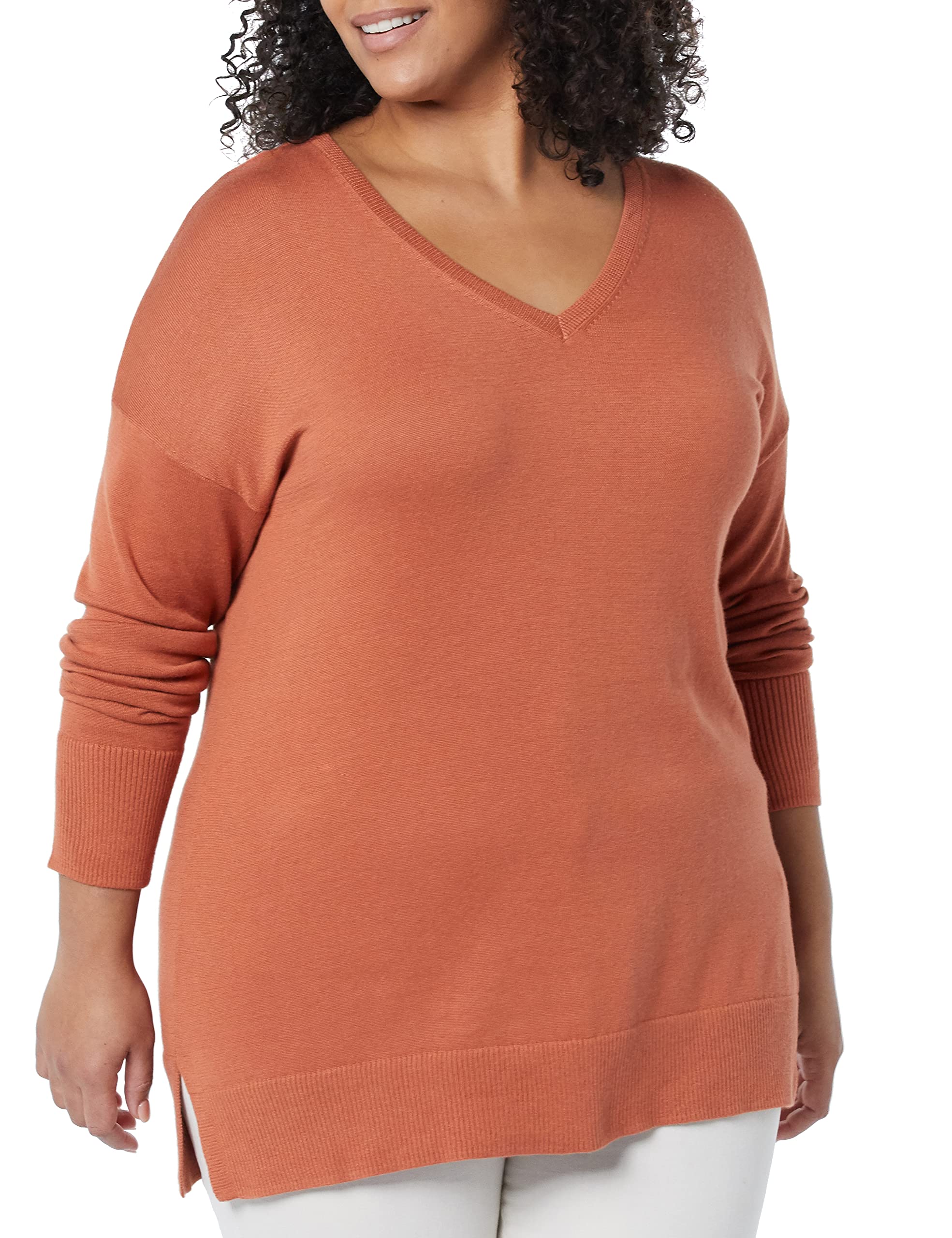 Amazon Essentials Maglione A Tunica Leggero A Maniche Lunghe Con Scollo A v (Disponibile In Taglie Forti) Donna