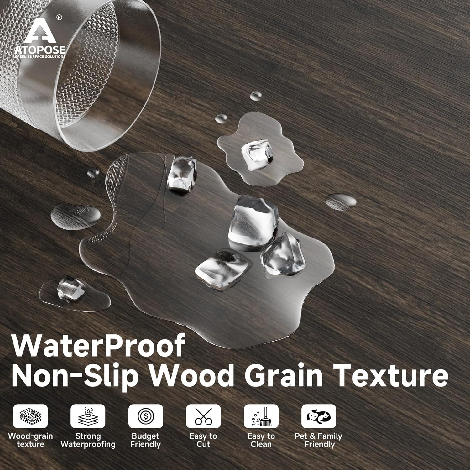 ATOPOSE Peel and Stick Flooring Waterproof - 36 Planks 54 Sq.Ft,Aged Walnut Wood Floor Planks, Non-Slip & Self-Adhesive,Easy DIY Installation for Bathroom Kitchen Basement Living Room