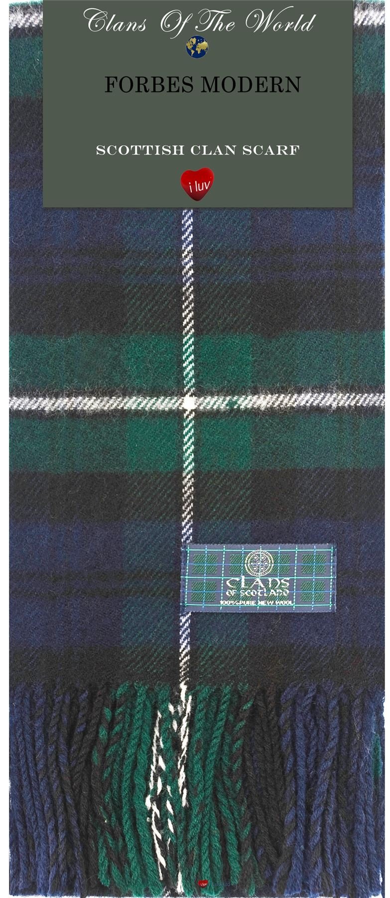 I LUV LTD Forbes Modern Tartan Clan Scarf 100% Soft Lambswool