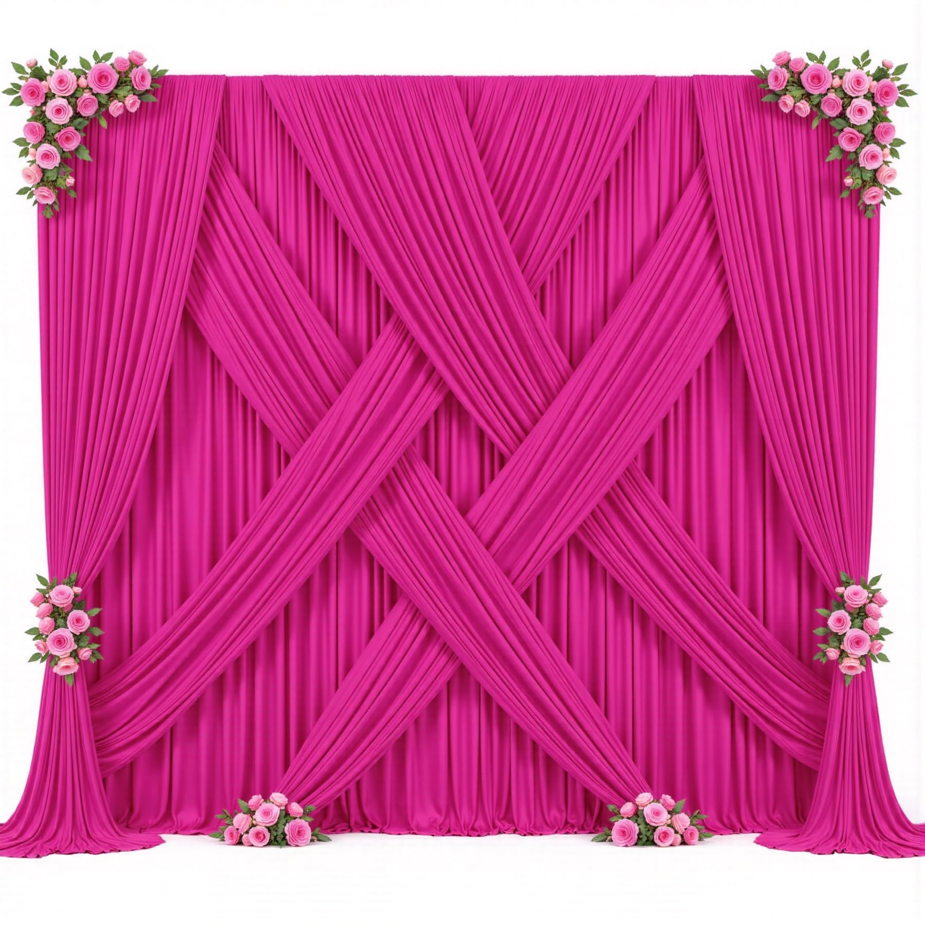 Suppromo 6 Panels Hot Pink Backdrop Curtain for Parties Fuchsia Wrinkle Free 30ft x 10ft Backdrop Drapes Panels for Baby Shower Birthday Photo Photography Fabric Background Decoration — view 8