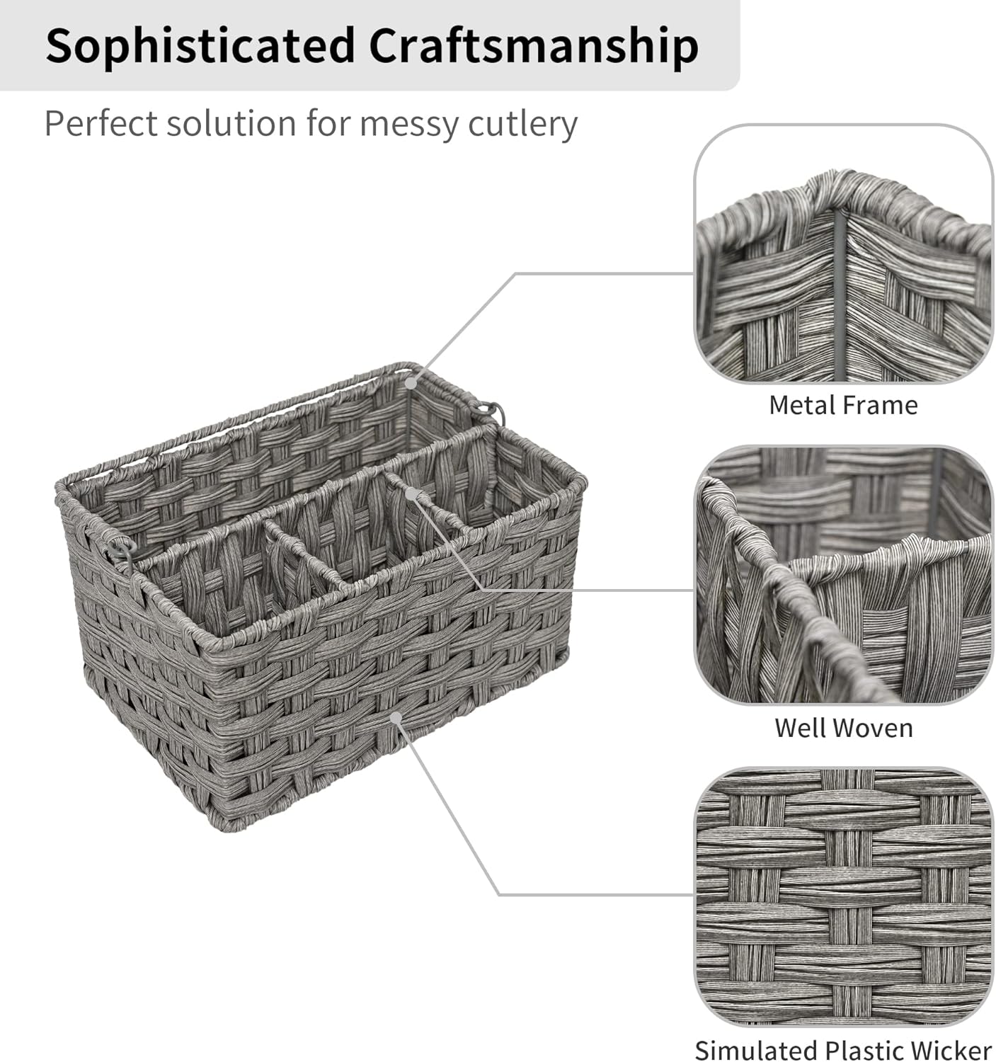 GRANNY SAYS Bundle of 1-Pack Wicker Utensil Caddy & 1-Pack 2-in-1 Picnic Blanket