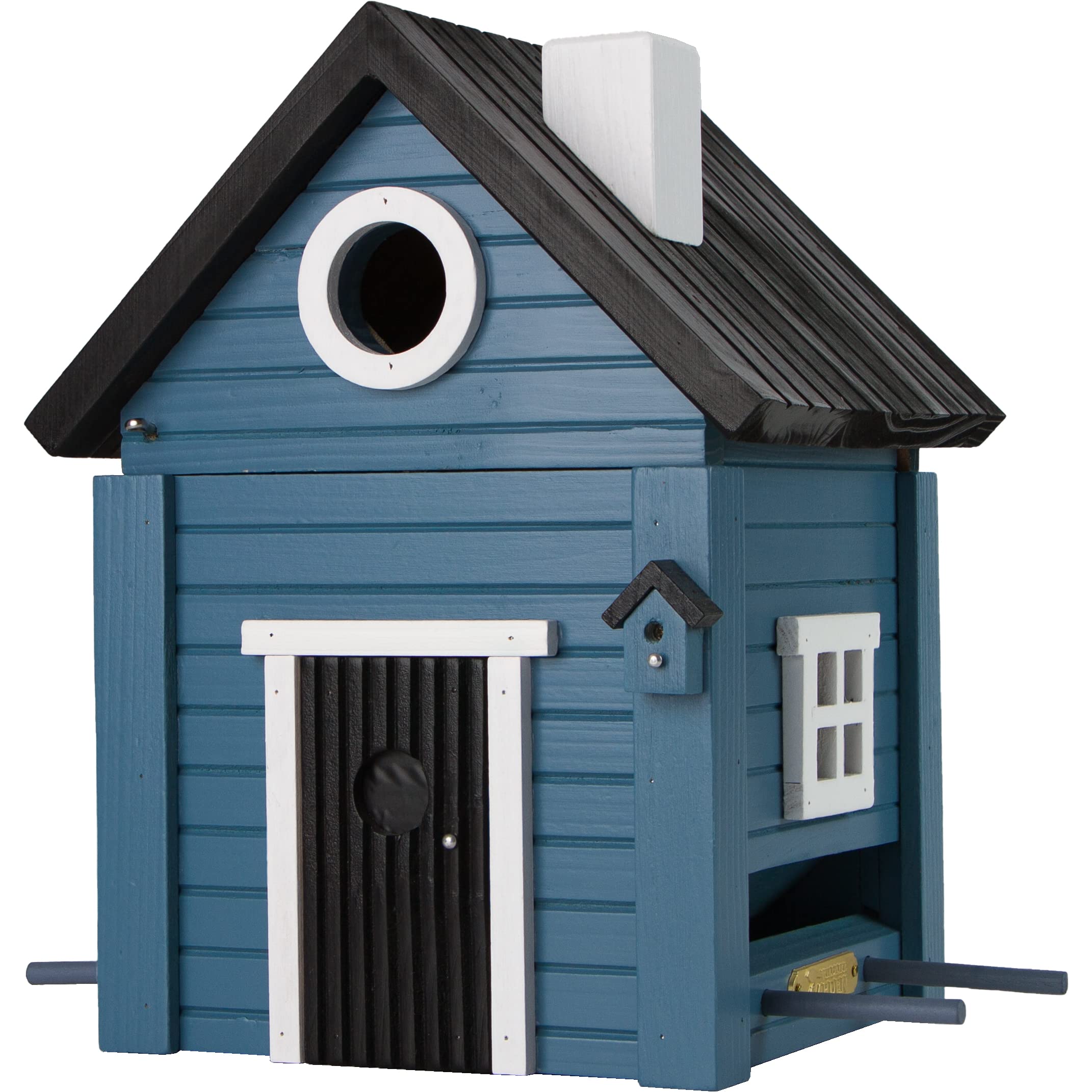 Wildlife Garden WG118 Multiholk Blaues Haus - Der Kombinierte Futtertisch und Nistkasten aus Holz