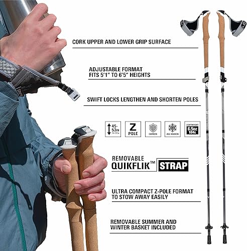 Miniatura 6 de Terrain Alpha Vertex - Bastones de senderismo de carbono, bastones para caminar y senderismo, sombra nocturna